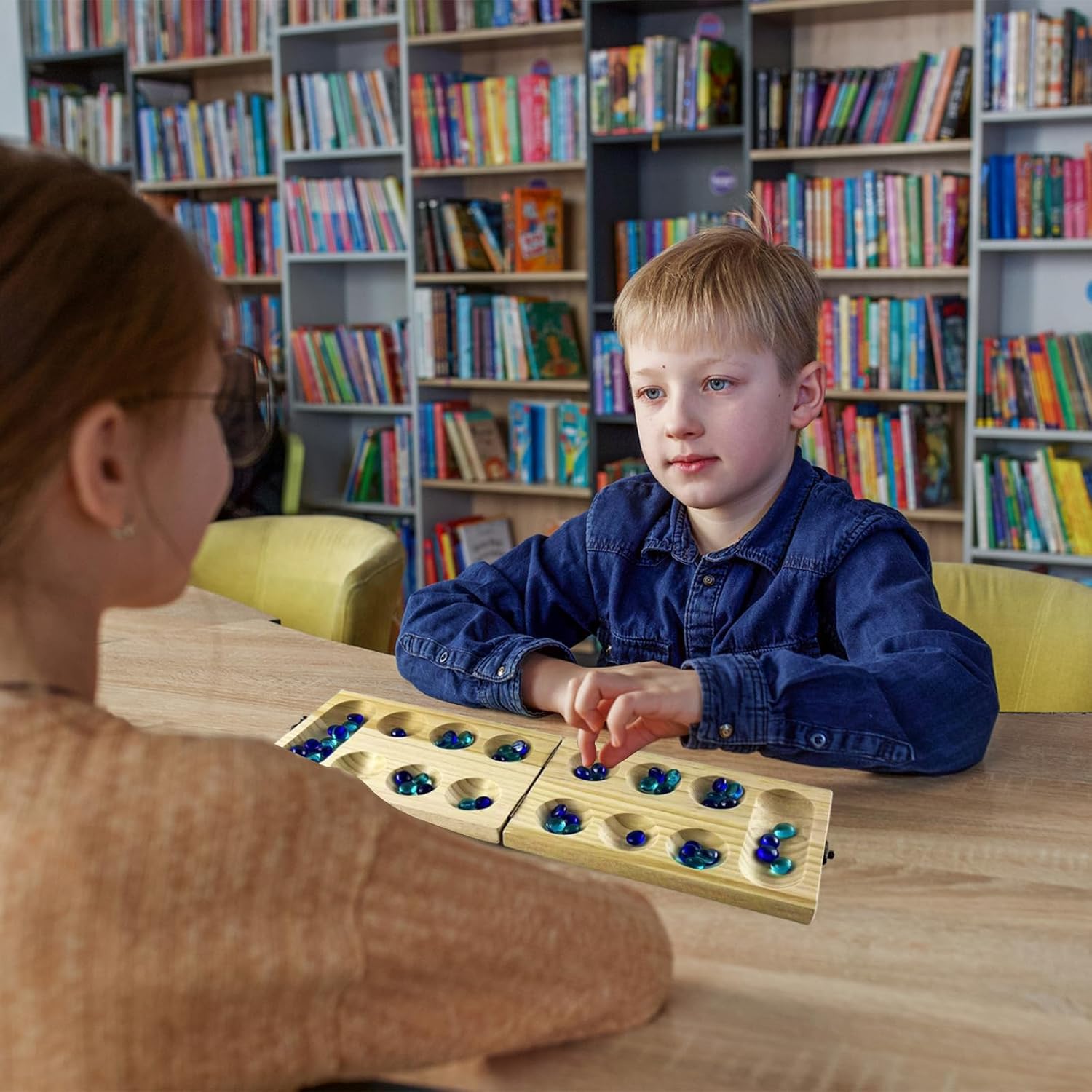 Mancala Board Game - Board Game with Folding Wooden Board image 5