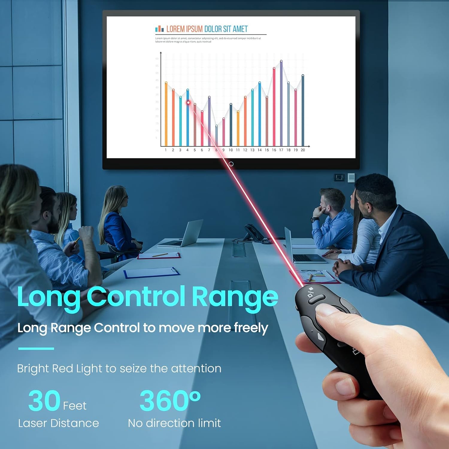 Klink Presentador Inalámbrico para Presentaciones - Puntero Láser con Mando Remoto, Pasador de Diapositivas, Compatibilidad Universal con Windows/Mac/Linux - Ideal para Conferencias y Enseñanza