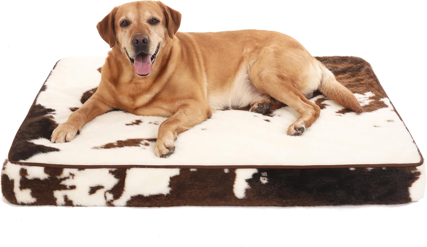 4" Thick Orthopedic Dog Bed for Jumbo Dogs, Egg Crate Foam Dog Bed with Lining and Removable Cover, Reversible Washable Dog Mattress for Crate, Cowhide Jumbo(44*35*4 inches) Cowhide