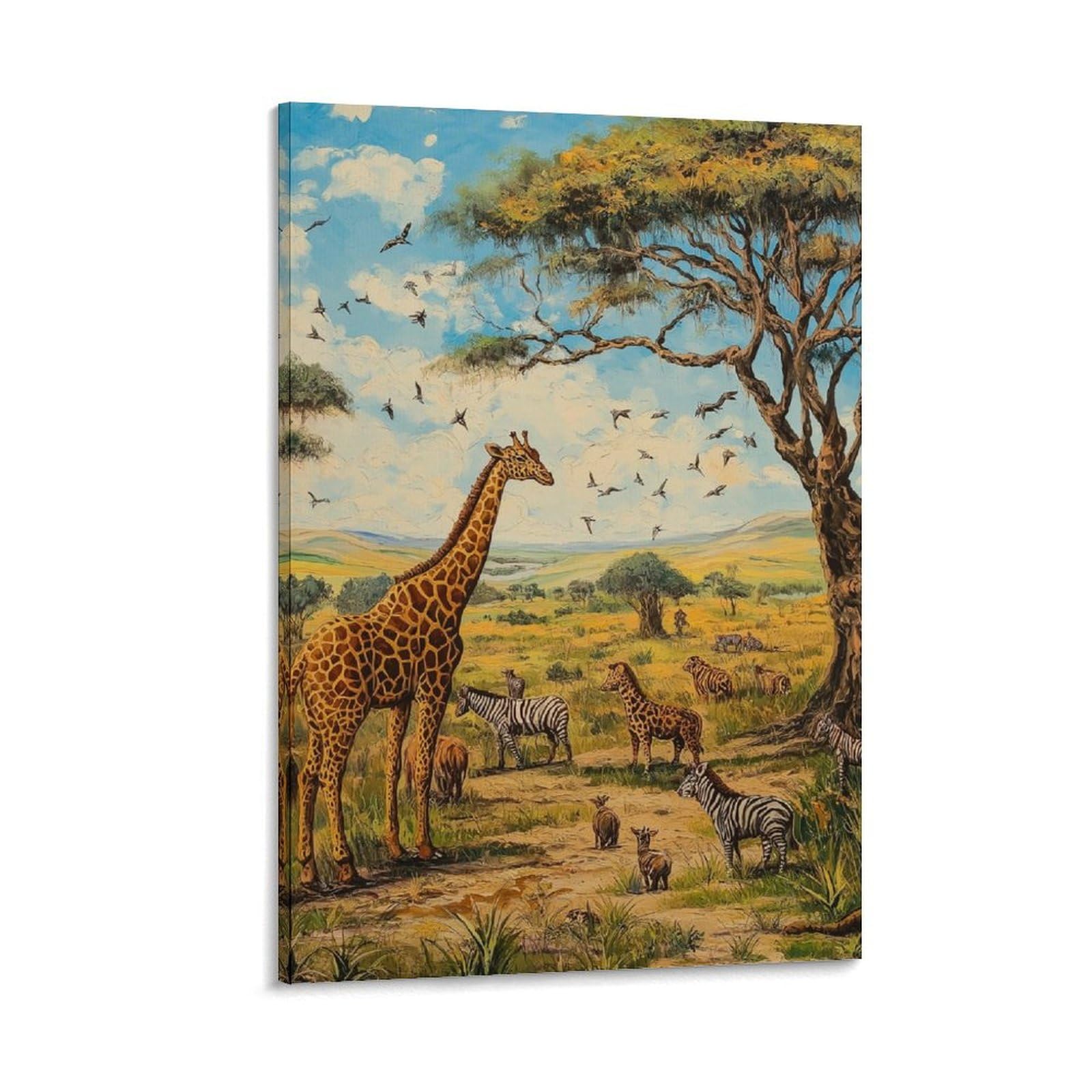 Impression sur toile girafe art mural chic pièce de vie - 6
