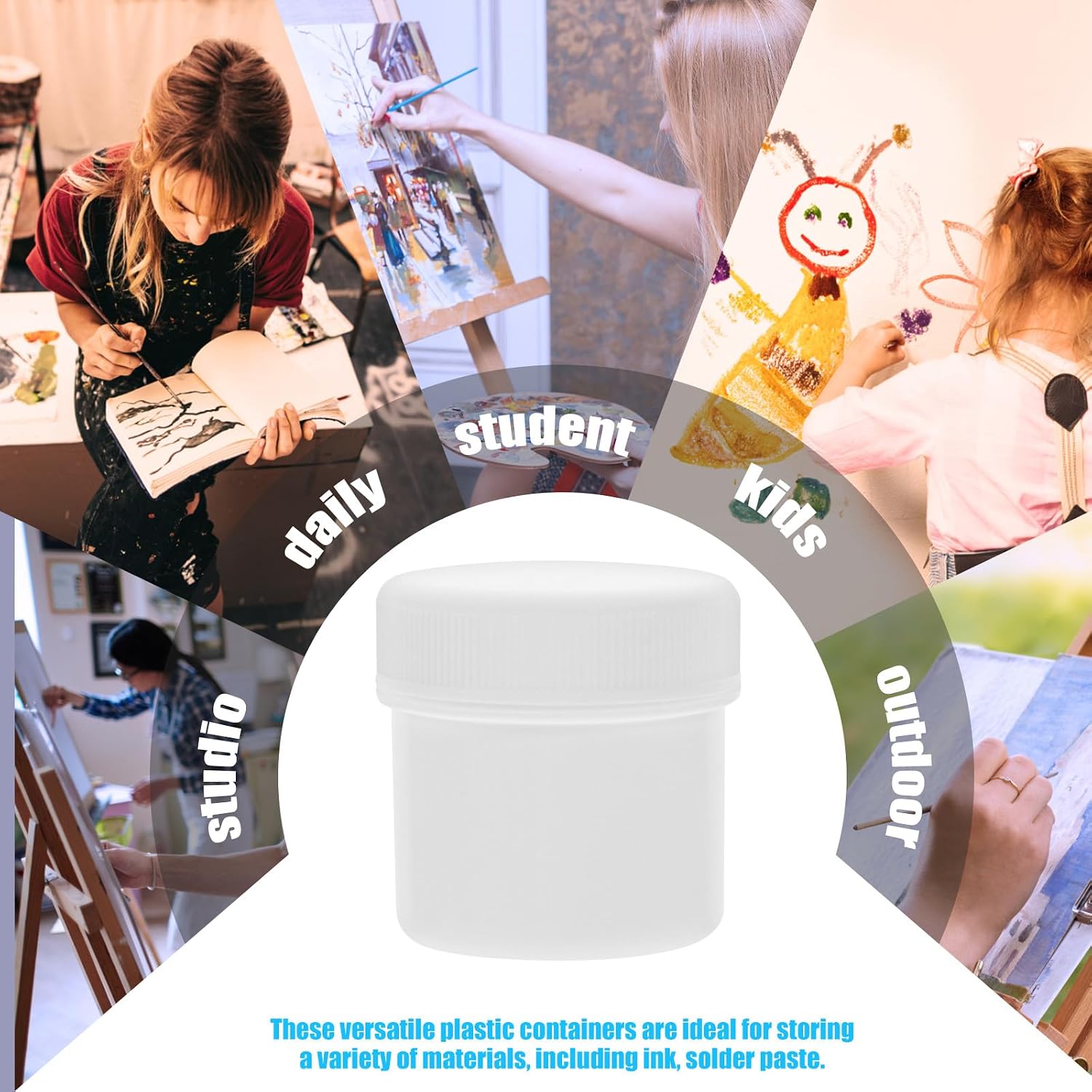 6 Pack 30ml Plastic Paint Buckets with Lids, Hdpe Storage Containers image 4