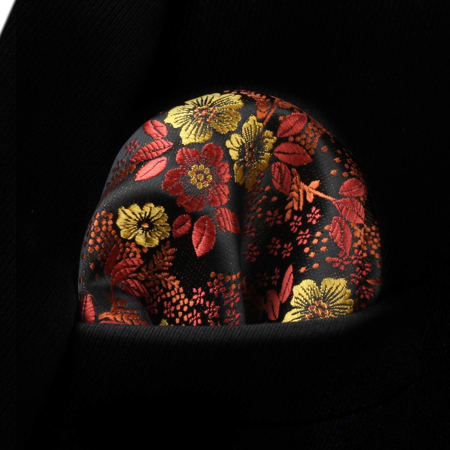 HISDERN Formal Floral Ties for Men and Pocket Square Set Mens Paisley Silk Tie for Wedding Party 3.4" x 59" - Image 4