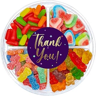 Purple Plum Thank You Candy Platter – Candy Care Package Gummy Bear and Sweets Gift Basket…
