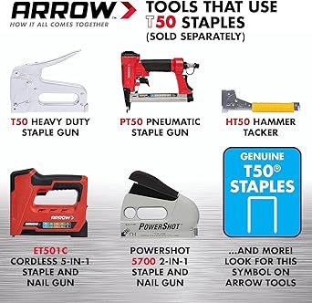 Arrow T50 9/16 Staples, 1250 Count