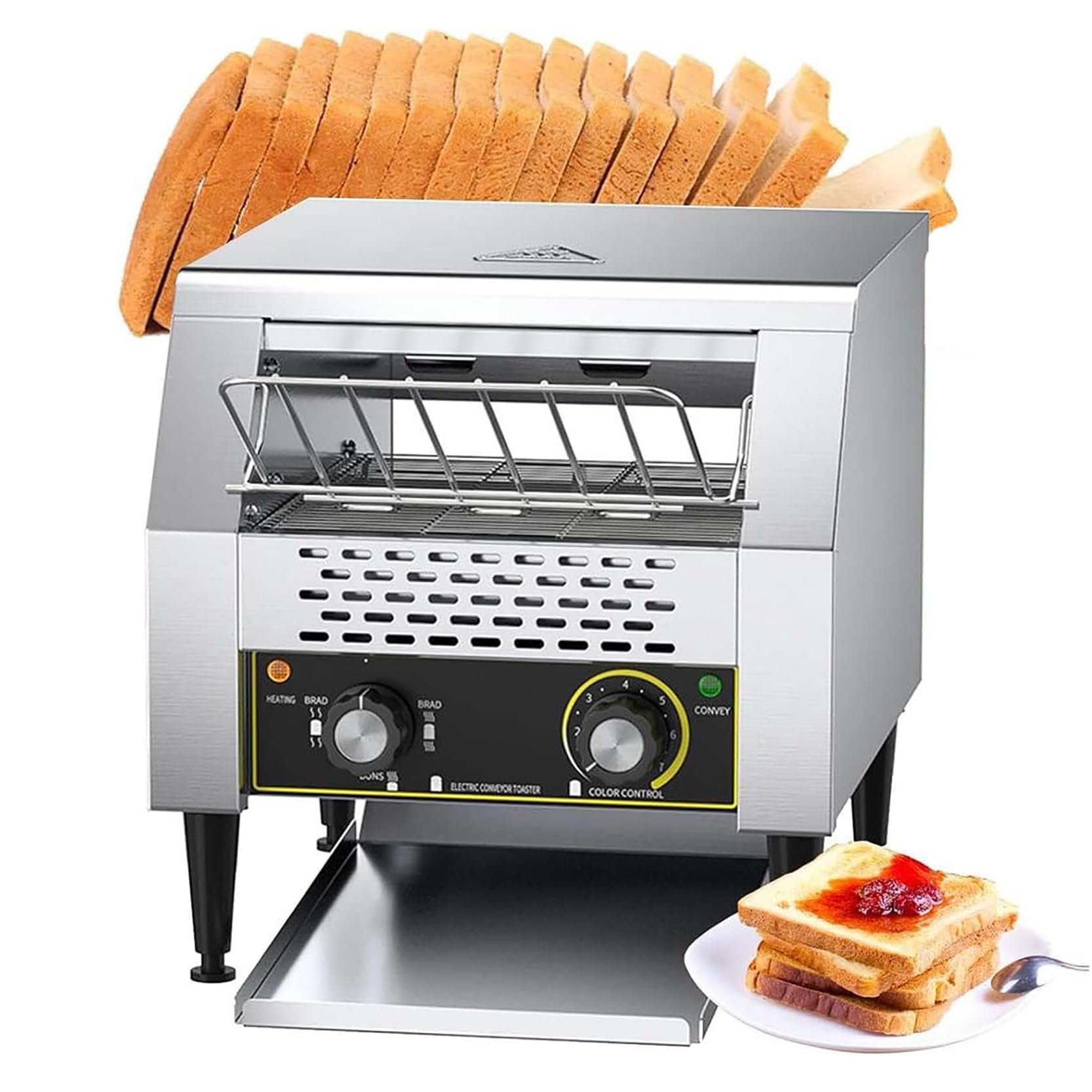 Elektryczny Opiekacz Do Chleba, Komercyjny Toster Taśmowy Do Cateringu, Pieczenie Jednostronne Lub Dwustronne, 7 Regulowanych Ustawień Opiekania, Stabilny I Trwały, Do Restauracji I Piekarni