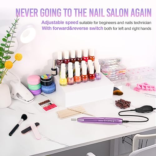 Miniatura 3 de Taladro de uñas eléctrico de 20000 rpm, compacto, portátil, Efile, profesional, manicura y pedicura, kit de taladro de lima de uñas para acrílico,