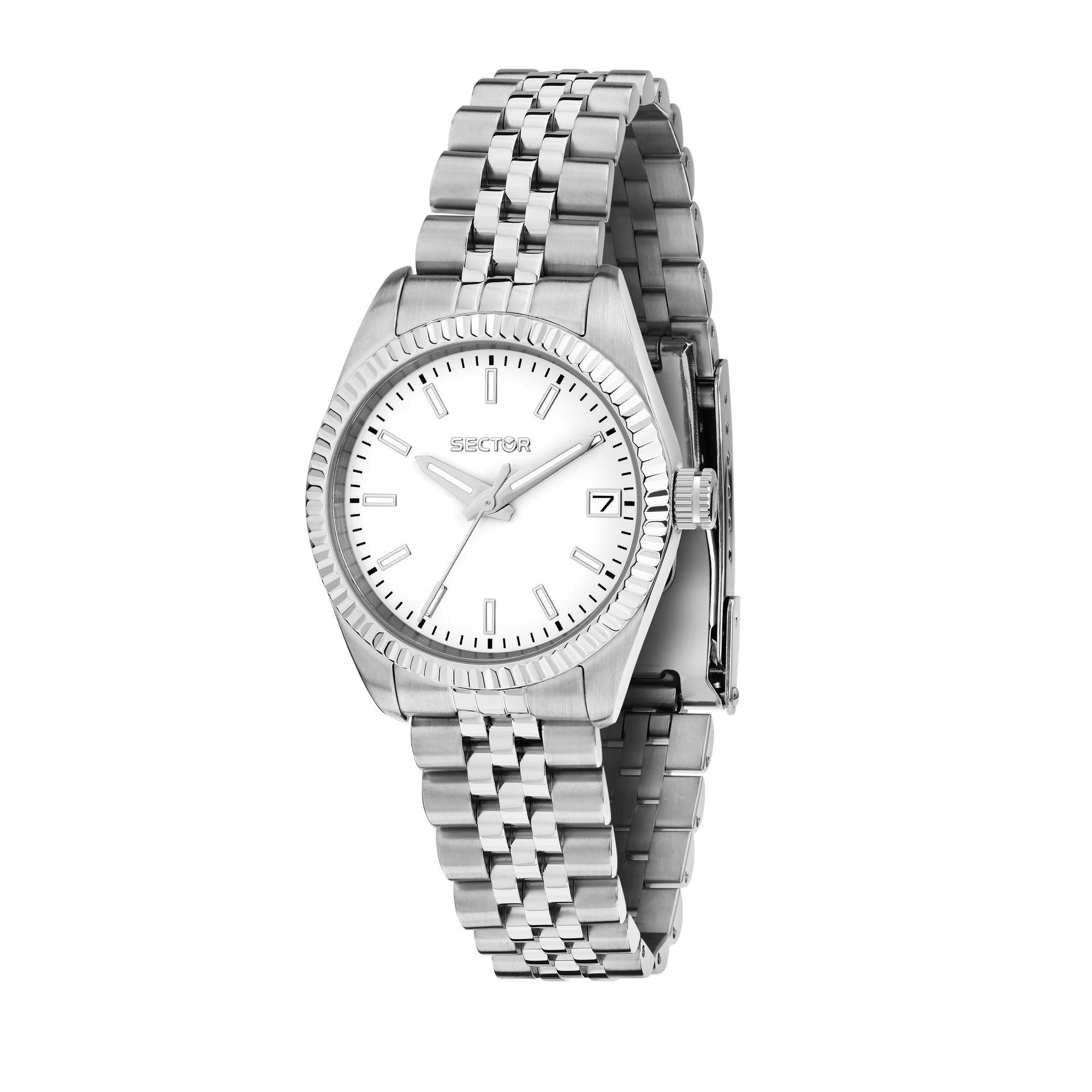Sector No Limits Orologio Donna, Tempo, Data, Analogico, Cinturino in Acciaio, Cassa 32 mm, Collezione 240 - R3253240514