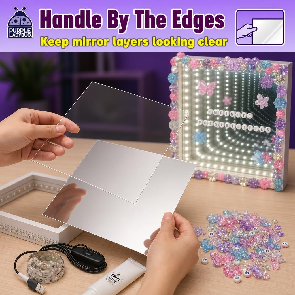DIY Infinity Mirror Kit for Kids Age 6+ - Crafts for Girls 8-12 with Lights & Custom Letters - Creative10 Year Old Girl Birthday Gifts, Fun Gifts for 6 Year Old Girl, Creative Stem Toys for Ages 8-13