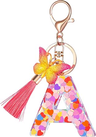 Portachiavi Personalizzato Con Iniziale, Farfalla E Nappa - Suweibuke - Ciondolo Elegante Rosa Per Borse, Zaini E Chiavi, Regalo Per Donne E Ragazze