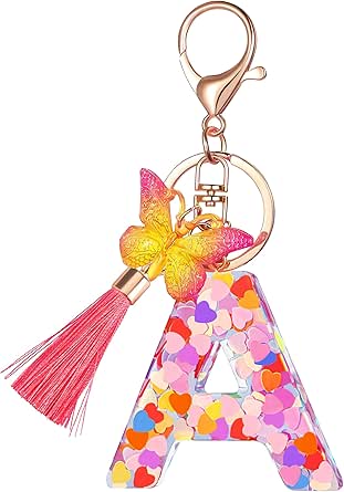 Portachiavi Personalizzato Con Iniziale, Farfalla E Nappa - Suweibuke - Ciondolo Elegante Rosa Per Borse, Zaini E Chiavi, Regalo Per Donne E Ragazze