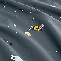 Vista 5 de Wake In Cloud - Sábanas espaciales para niños, 100% algodón, juego de sábanas de 4 piezas para niños, Galaxy Celestial Stars Rockets, Planets, ropa