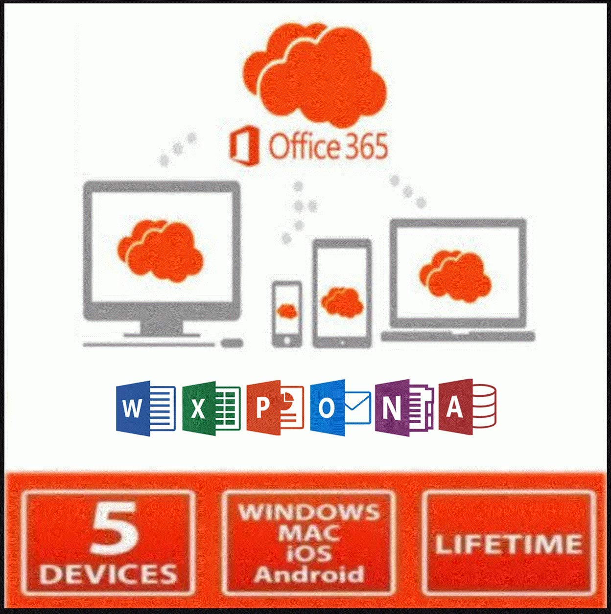 Office 365 lifetime professional plus for 5 device MAC/Windows/Android/Apple (max 5 devices)