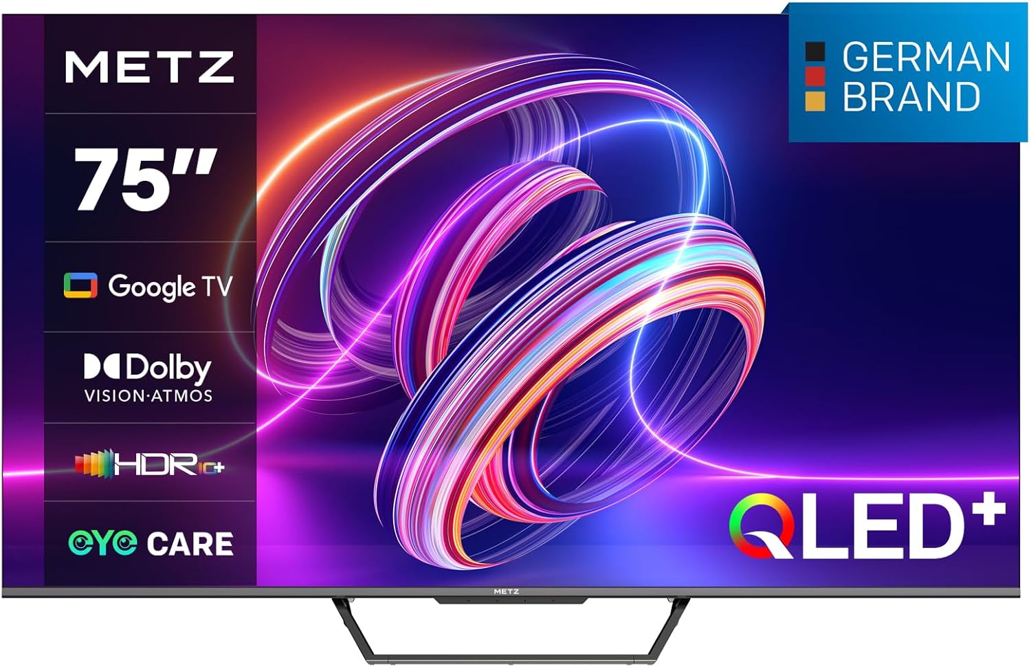 METZ Smart TV, MQD7500Z, 75" (189 cm), QLED, 4K UHD, HDR 10, Google TV, HDMI e USB, Sottile, Moderno, Nero QLED 75" - Immagine 1