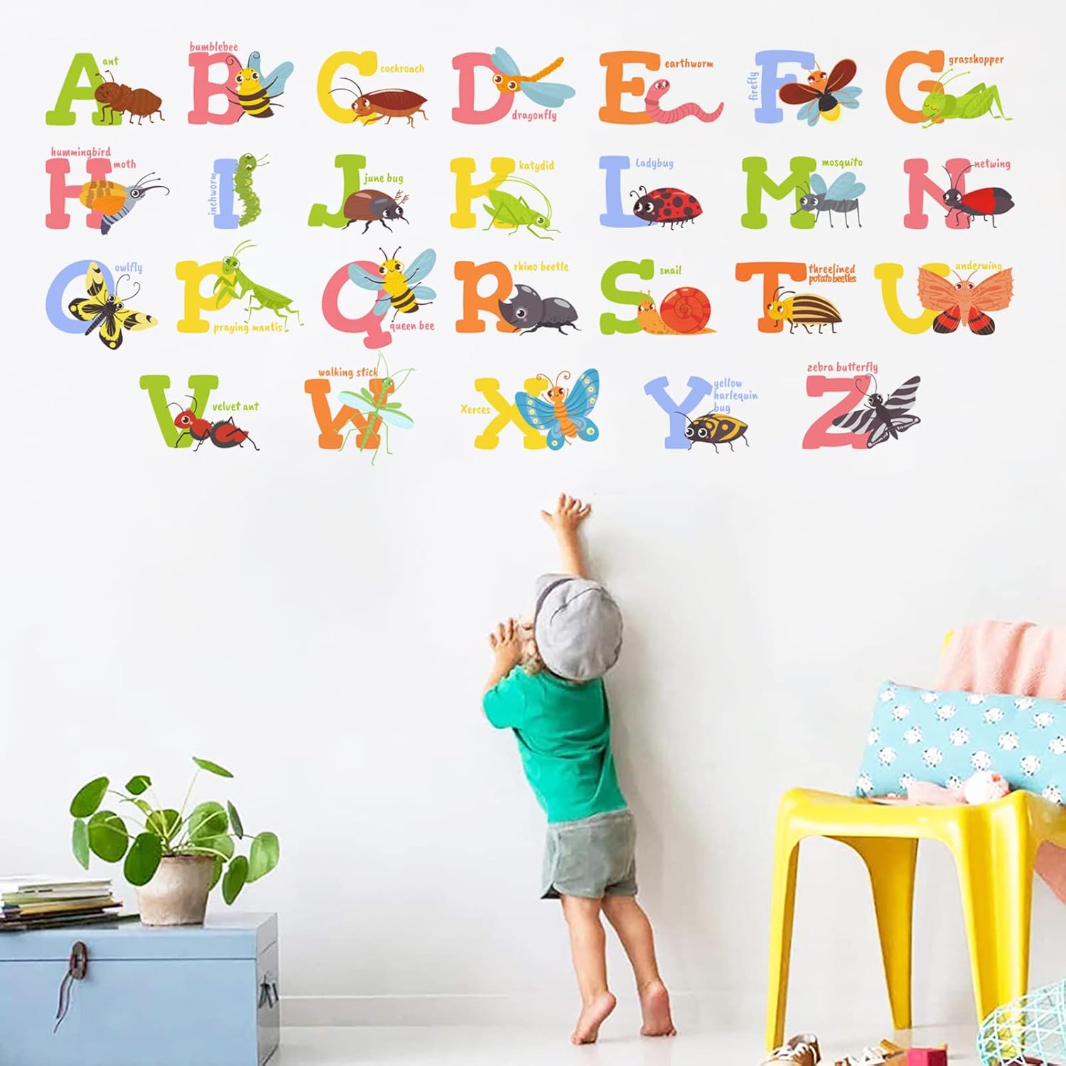 ABC Animal Letters Wall Sticker, Kids Animal Alphabet Wall Decals, Peel and Stick