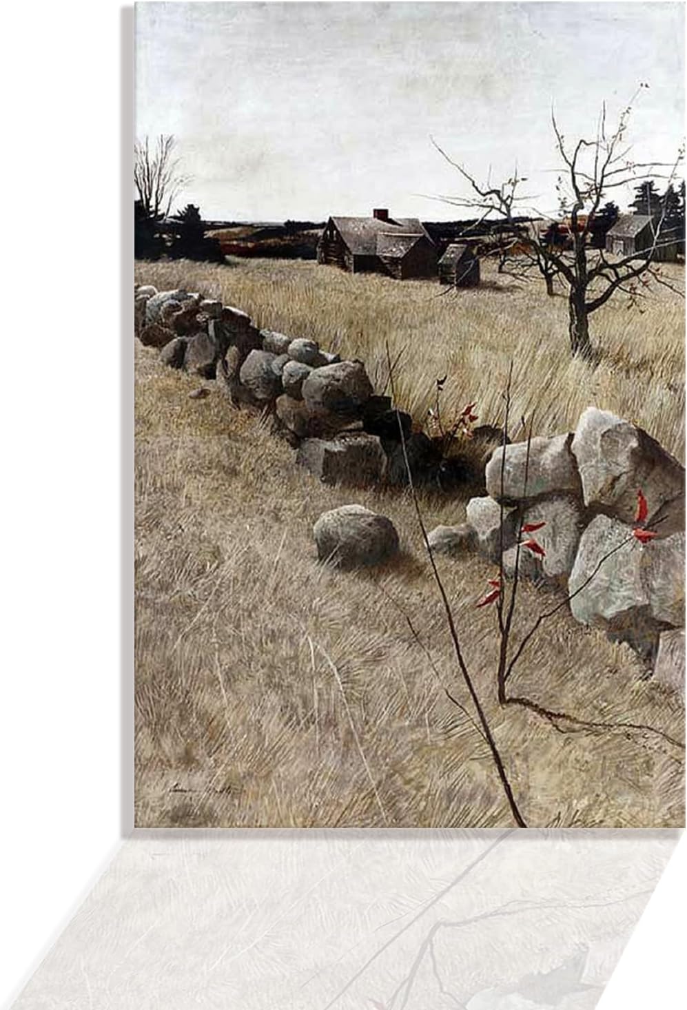 Andrew Wyeth The Stone Fence Poster Prints - Ruined Country House Canvas Wall Art for Wall Decor (Unframed-Mode,12x18inch)