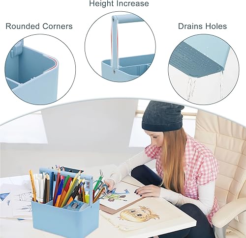Miniatura 5 de LAFARA Organizador de almacenamiento de suministros de arte, organizador multiusos con asa y divisor ajustable, organizador de almacenamiento de
