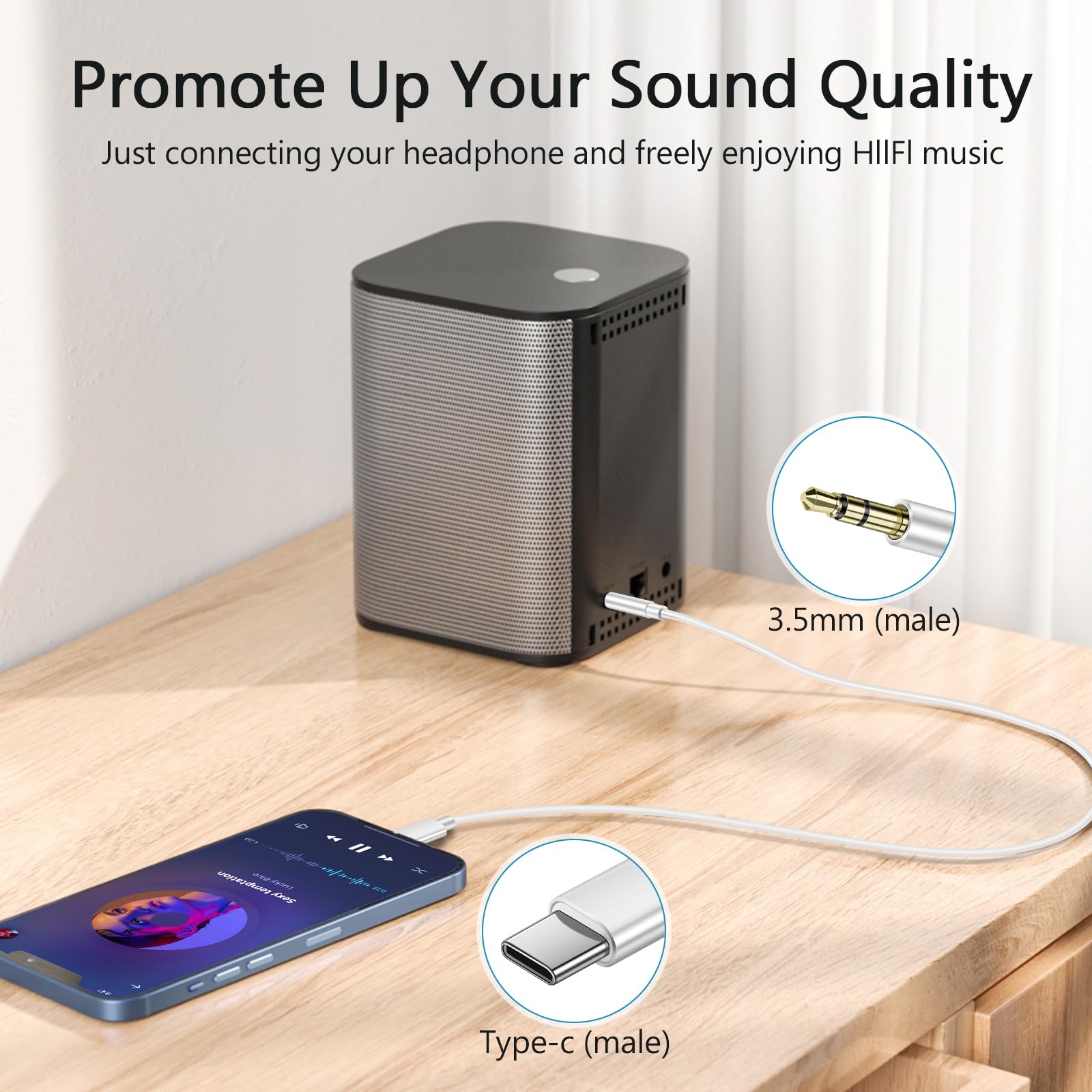 Cavo digitale da USB C a AUX da 3,5 mm per iPhone 15/16/17, 1 m, USB C a jack per cuffie, cavo audio AUX compatibile con Samsung Galaxy S23 S22 Note 20, altoparlanti, cuffie, bianco
