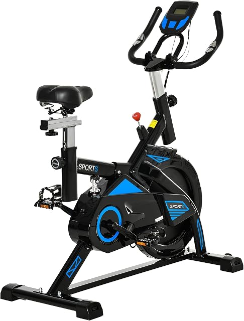 HOMCOM Stationary Exercise Bike 13KG Flywheel Indoor Cycling Bicycle Cardio Workout Trainer w/ Heart Pulse Sensor & LCD Monitor Adjustable Resistance Black