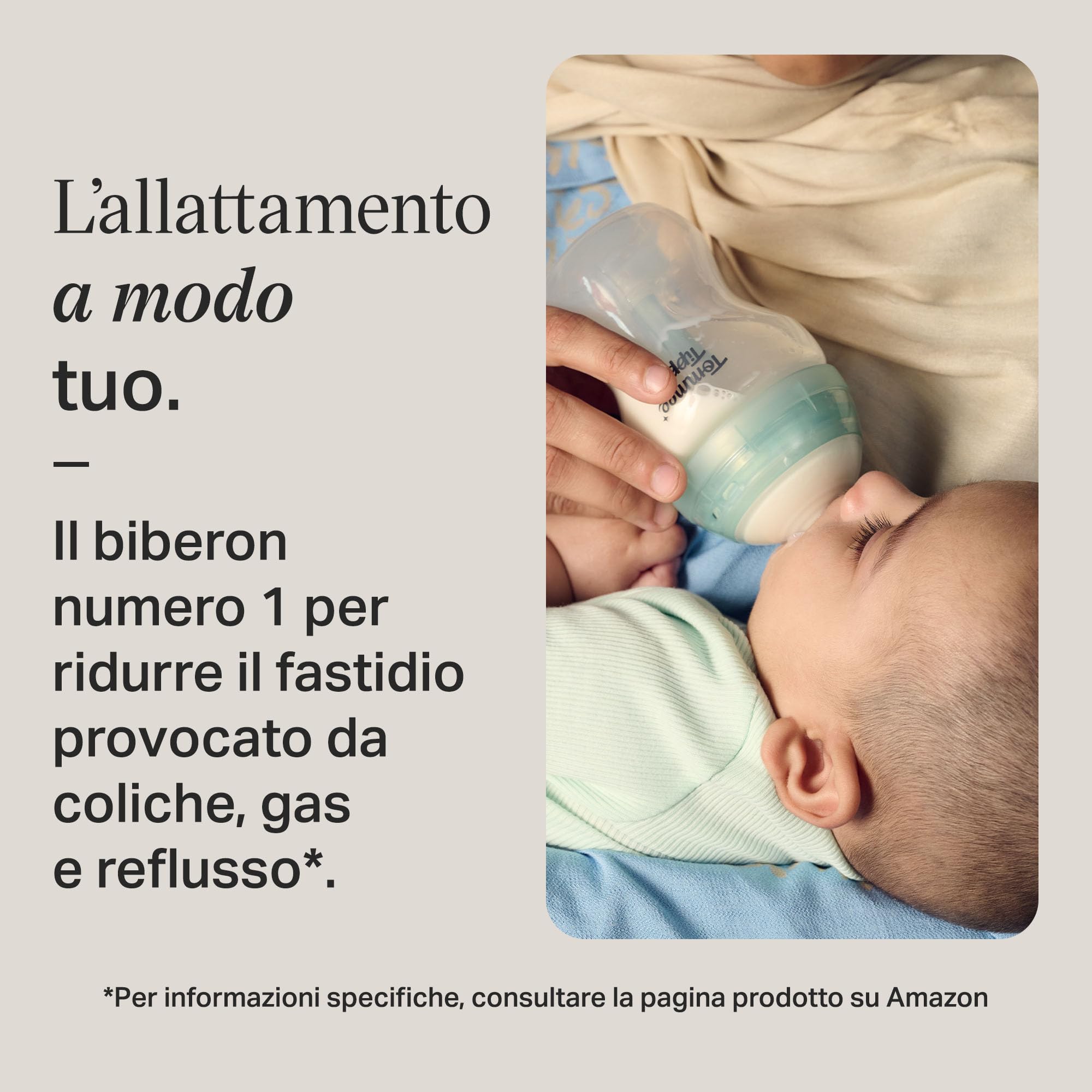 Tommee Tippee biberon anti-colica, 260ml, con tettarella simile al seno materno, cannuccia anti-colica ventilata, autosterilizzante, 3 pezzi