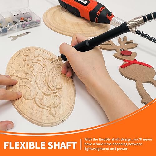 Miniatura 6 de HARDELL Kit de herramientas rotativas, herramienta rotativa de 130 W con 96 accesorios, eje flexible, 6 velocidades variables para proyectos de