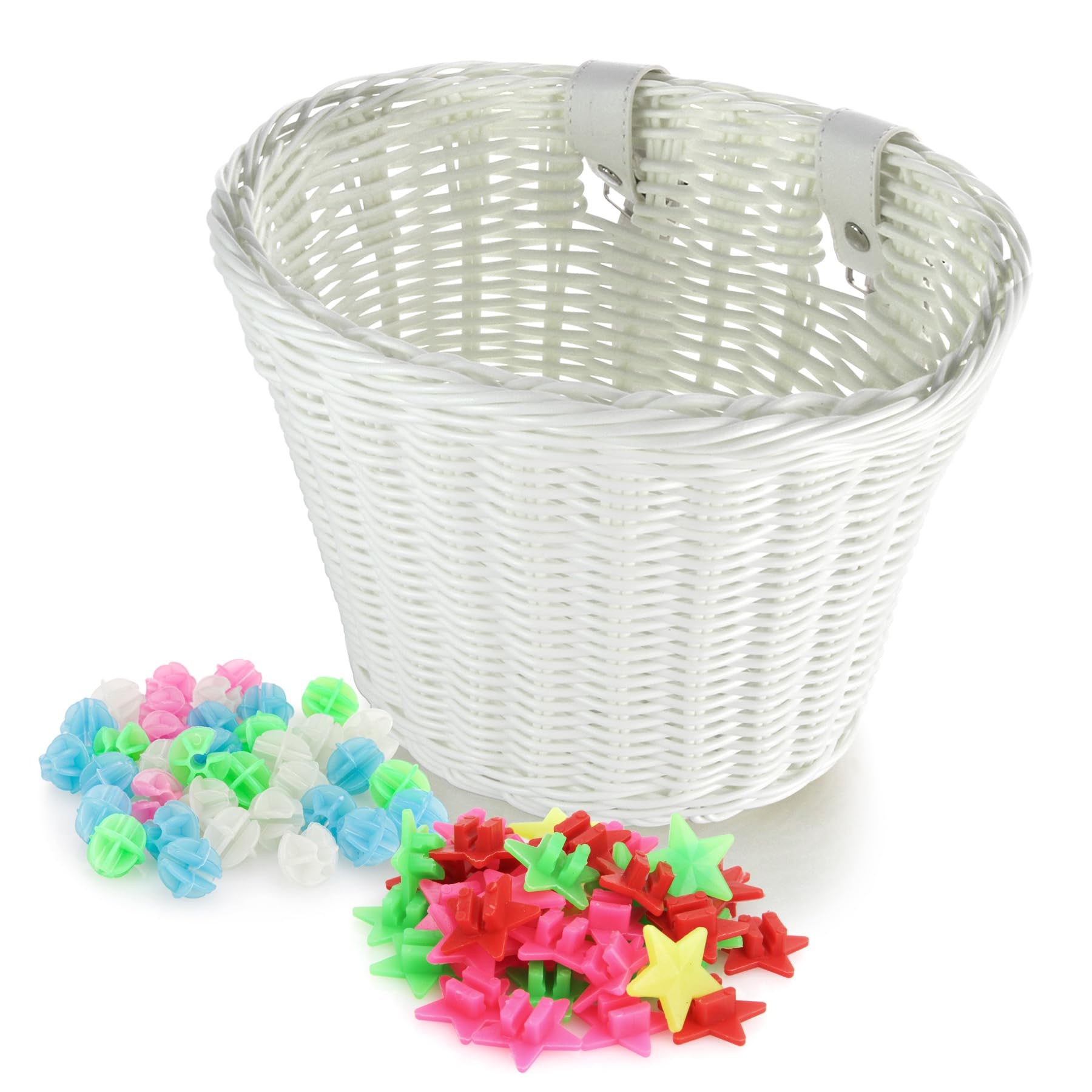 Spesh Panier à Vélo pour Enfants Panier Avant en Osier de Vélo avec 72 Perles de Rayons pour Garçons et Filles
