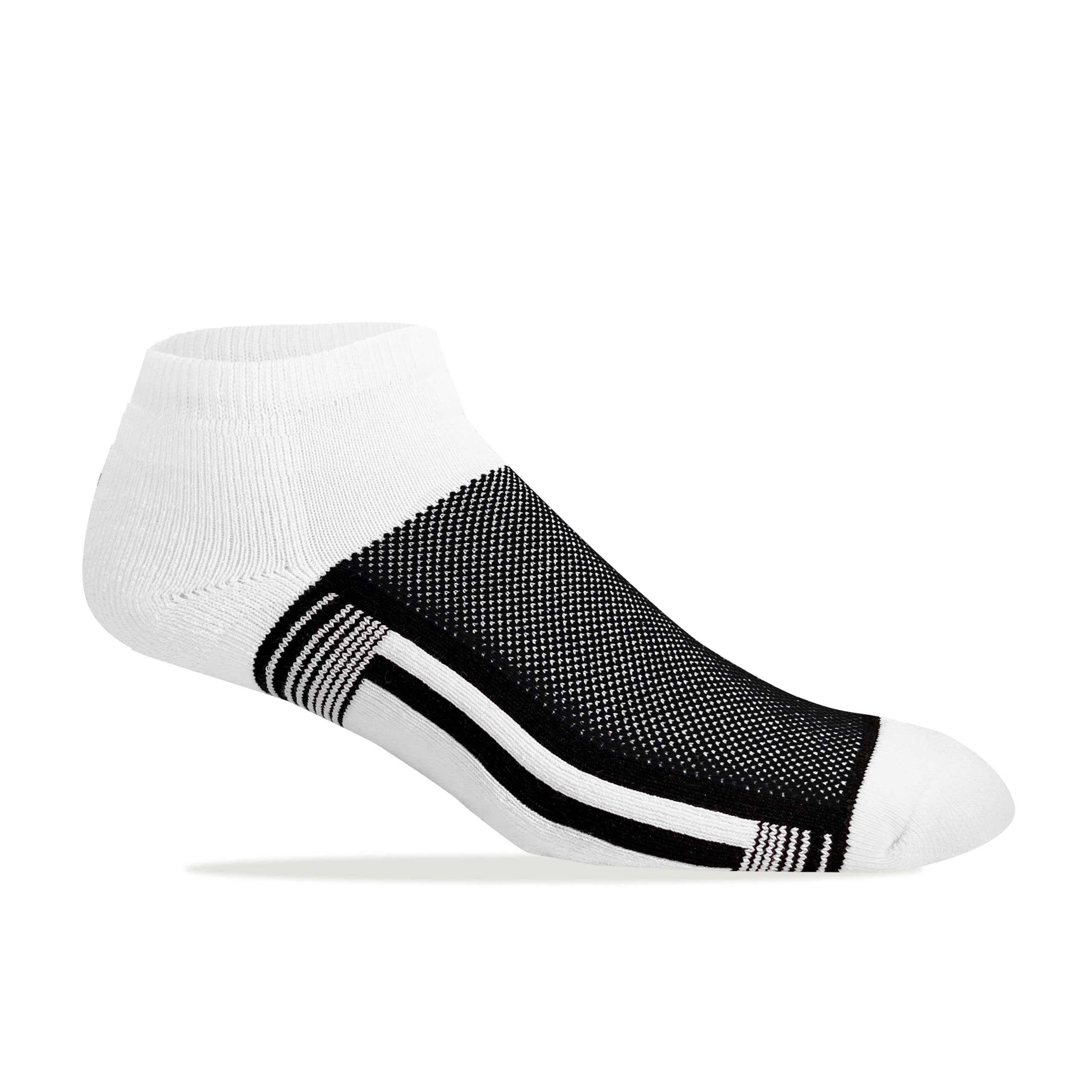 Jox SoxMen's Cushioned Low Cut Socks (REGULAR - MEN’S SHOE SIZE 7-12, Men's Cushioned Low Cut White / Black)