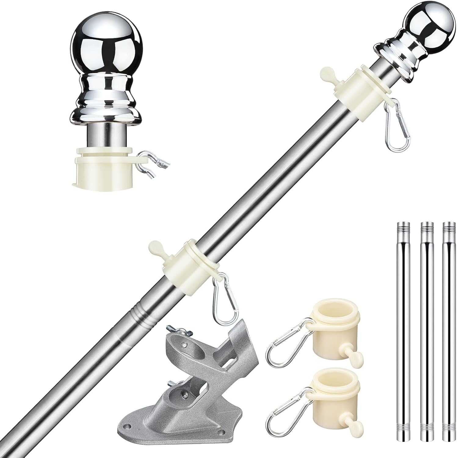 ASTA BANDIERA TELESCOPICA in acciaio inox estraibile a mano lancette 1 6M EUR 11,05 - IT