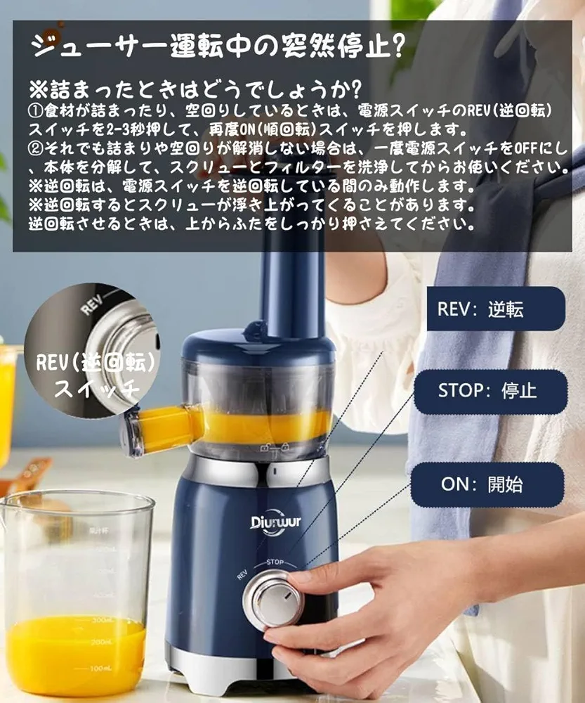 ✨️新品未使用✨️ スロージューサー　Diurwur GJ301 ネイビー 楽天市場】【期間限定、ポイント12倍！】スロージューサー 低速