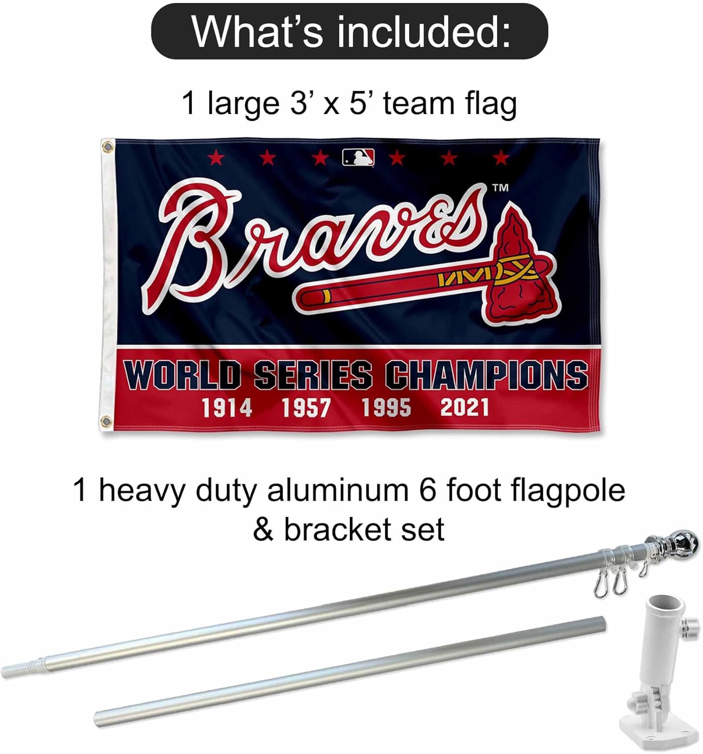 Philadelphia Baseball Pinstripes Flag Pole and Bracket Mount Set