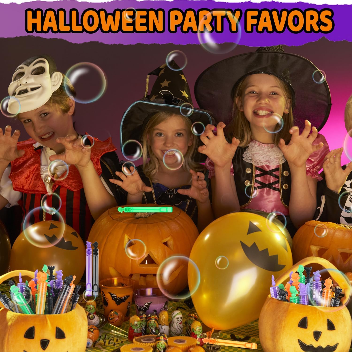 LOMIMOS 36Pcs Halloween Mini Bubble Wands,Bubble Wands Toy Party Favors for Halloween Trick or Treat School Classroom Exchange Prizes Gifts Party Bag Stuffers Goodie Bag Filler