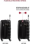Valise rigide extensible SwissGear Signature avec roues pivotantes et verrou TSA, porte-gobelet intégré breveté, noir/noir, cabine 19 po