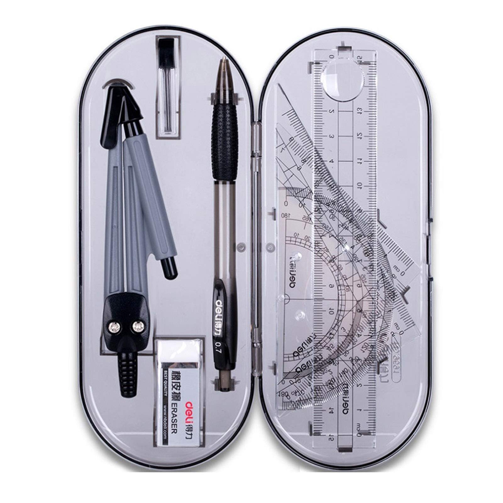 8 PCS Geometry Compasses Set, Math Geometry Kit with Shatterproof Storage Box, for Drawing Measurement, Mathematical Model - Image 3