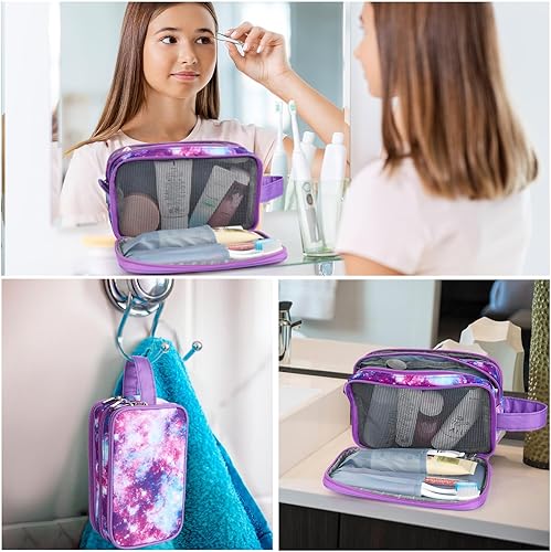 Miniatura 6 de Vipdeal Bolsa de aseo Galaxy para niñas, bolsa de aseo de viaje para adolescentes, bolsa de cosméticos, bolsa de maquillaje, bolsa impermeable para