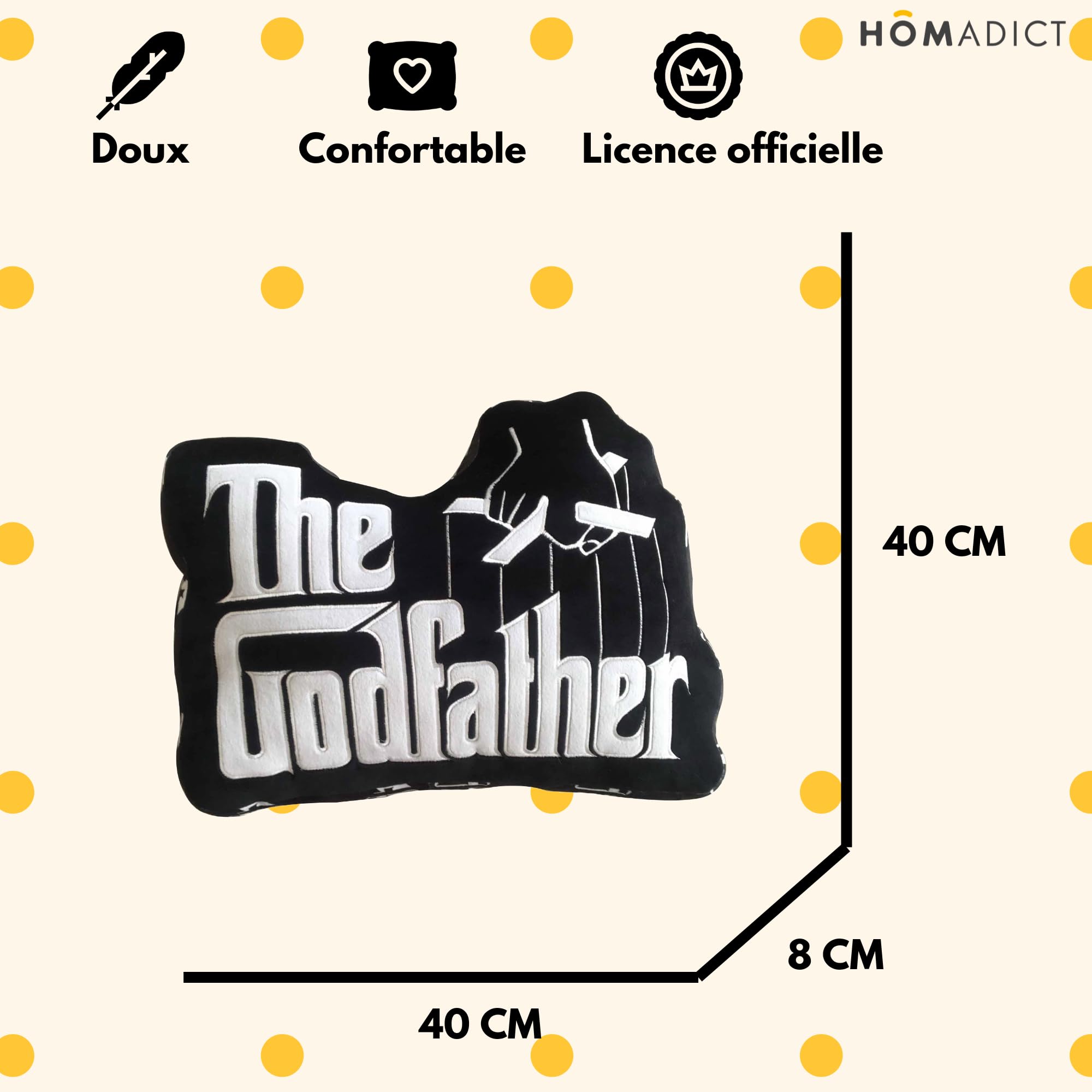 Cojín con Logo de Le Parrain – Cojín cómodo y Agradable de apretar – Diseño: Logotipo del Parrino – Regalo para Fan y Apasionado Dimensiones 40 cm x 40 cm