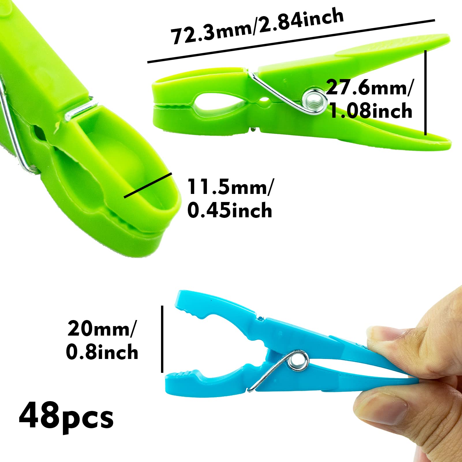 24 Pinzas De Ropa Plásticas Fuertes - 4 Colores, 56x13 Mm, Resistentes Al Viento, Sin Marcar La Ropa