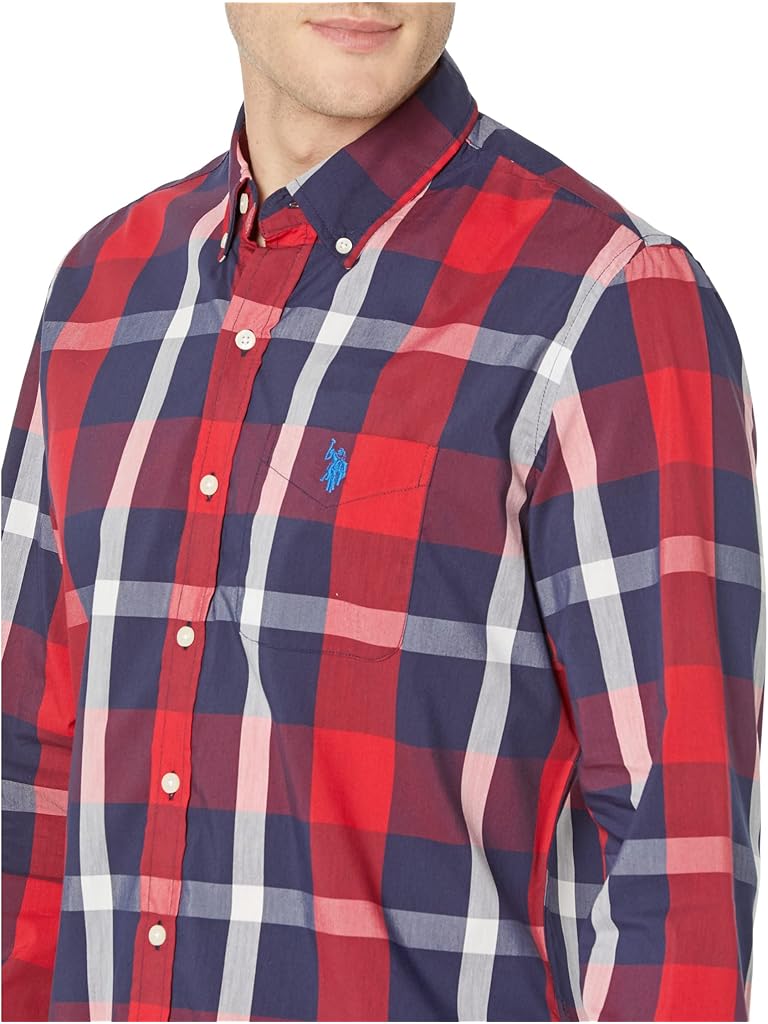 U.S. POLO ASSN. Long Sleeve Classic Fit Stretch Poplin Plaid Woven Shirt