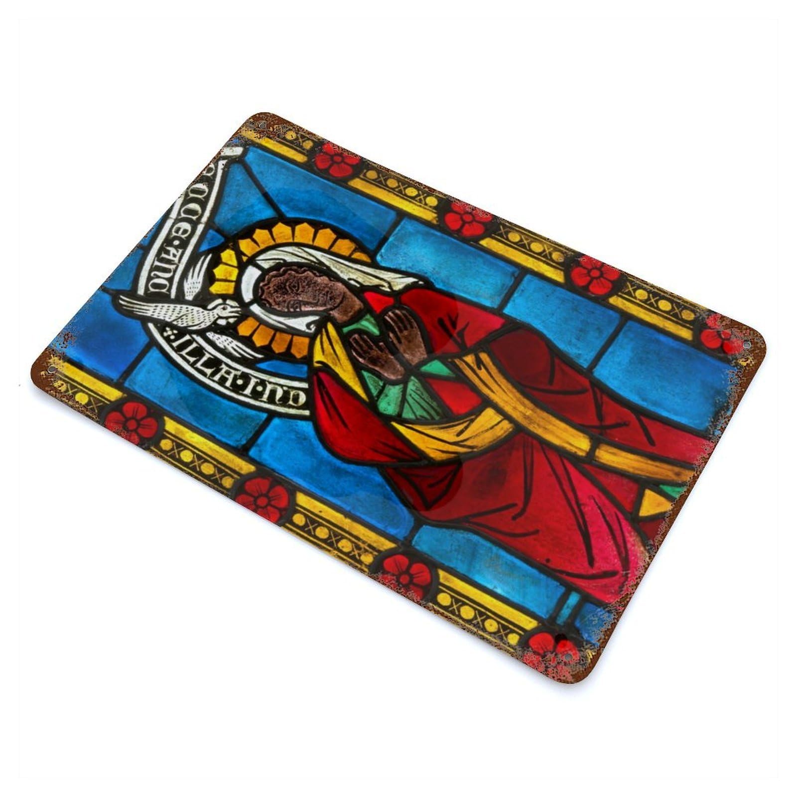 Virgin of The Annunciation Rust Effect Tin Sign 11.8"x7.9", Ideal for Farmhouse, Kitchen And Entryway Decor
