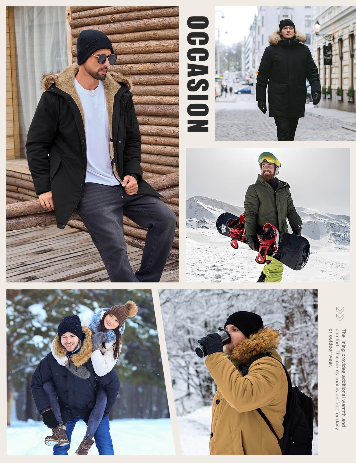 Xnova Abrigo Largo Hombre Invierno Chaqueta Parka con Forro Polar Cálido Cazadora de Algodón con Capucha y Cremallera Chaquetones Termicas con Cuello de Piel Desmontable