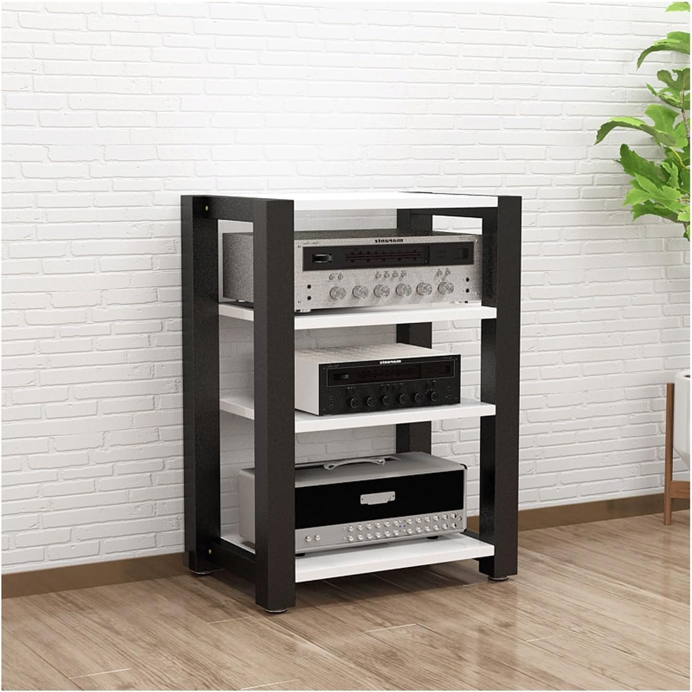 Stojak na media HIFI – regulowana półka AV na odtwarzacze CD, dyski stereo i komponenty – nowoczesna wieża audio kompatybilna z systemem kina domowego