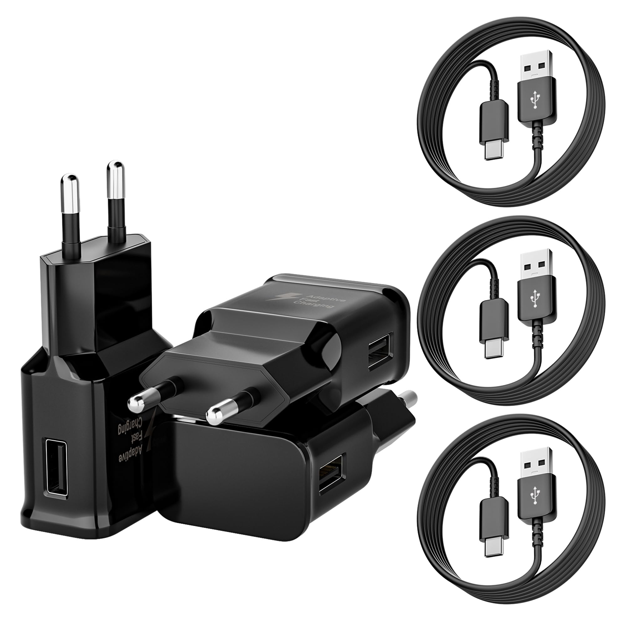 15W Ladegerät mit USB C Ladekabel für Samsung Galaxy A12 A13 A14 A15 A04s A20 A23 A25 A33 A35 A40 A50 A55 A54 A53 5g S21 S20 S10 S9 S8,USB Netzteil Schnellladegerät mit USBC Schnellladekabel 1,5M