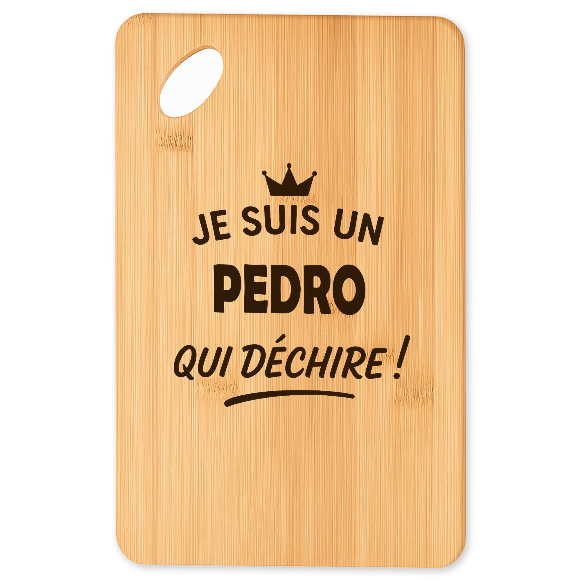 Planche à découper Pedro qui dechire 2 : plateau apéro en bambou pour cuisine et barbecue