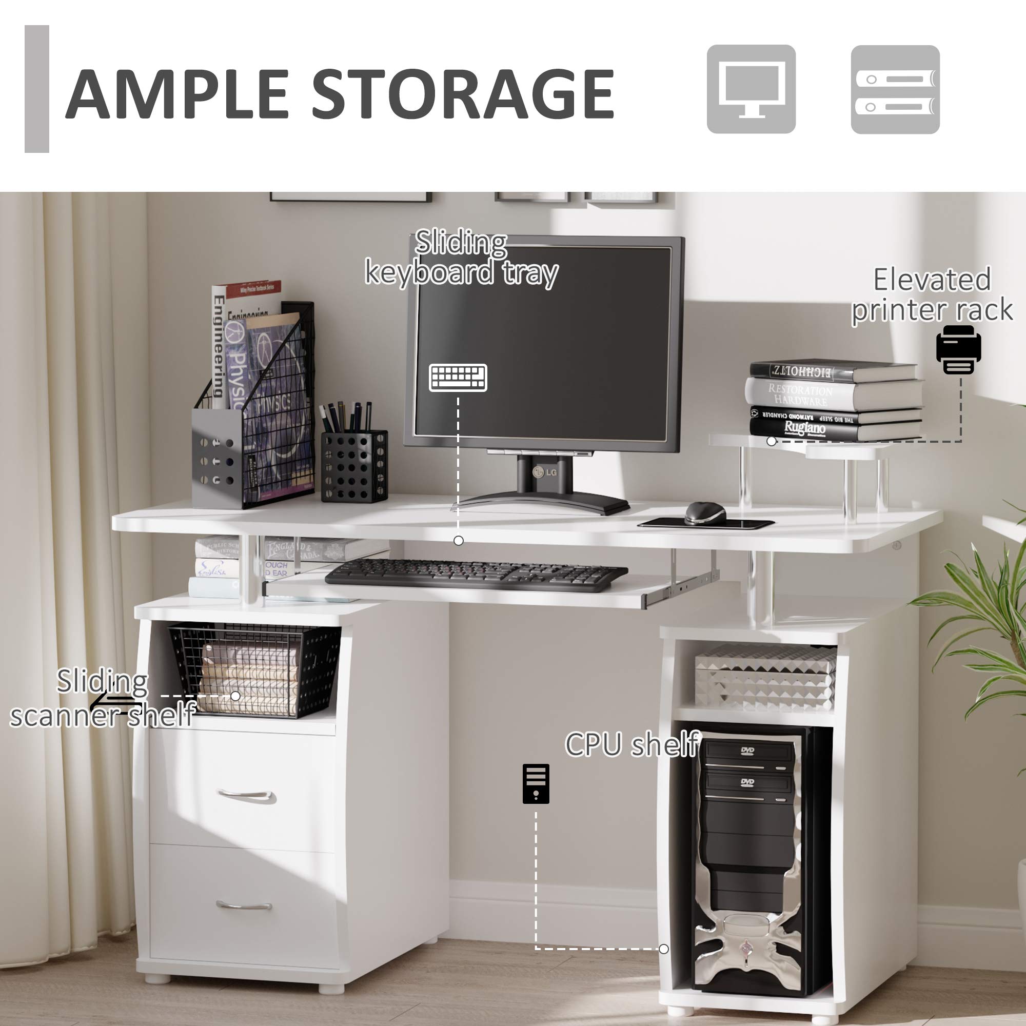 MultiFunction Computer Desk Home Office Workstation with