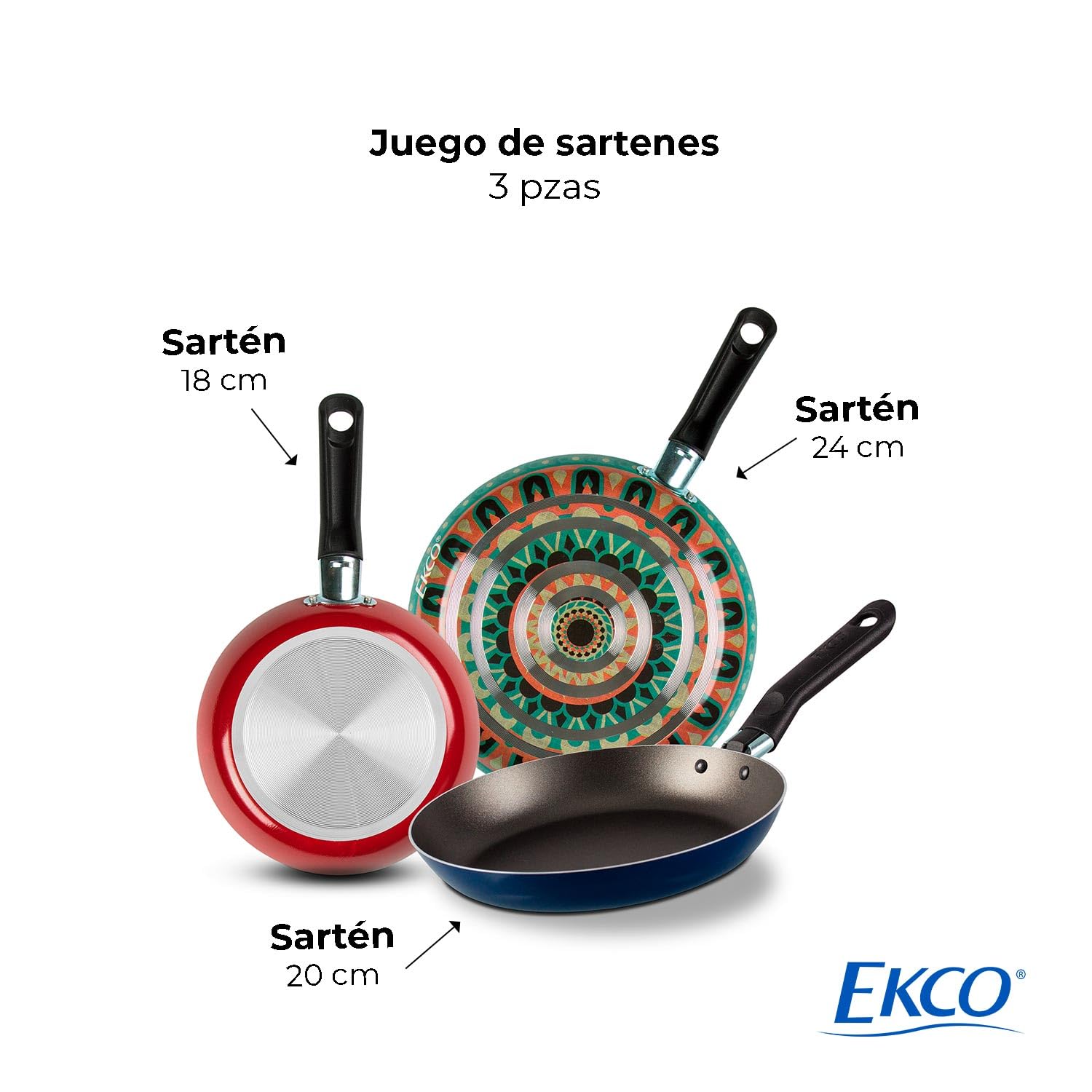 Amazon.com: Ekco 3-Piece Frying Pan Set (7.1, 7.9 & 9.4 IN) For