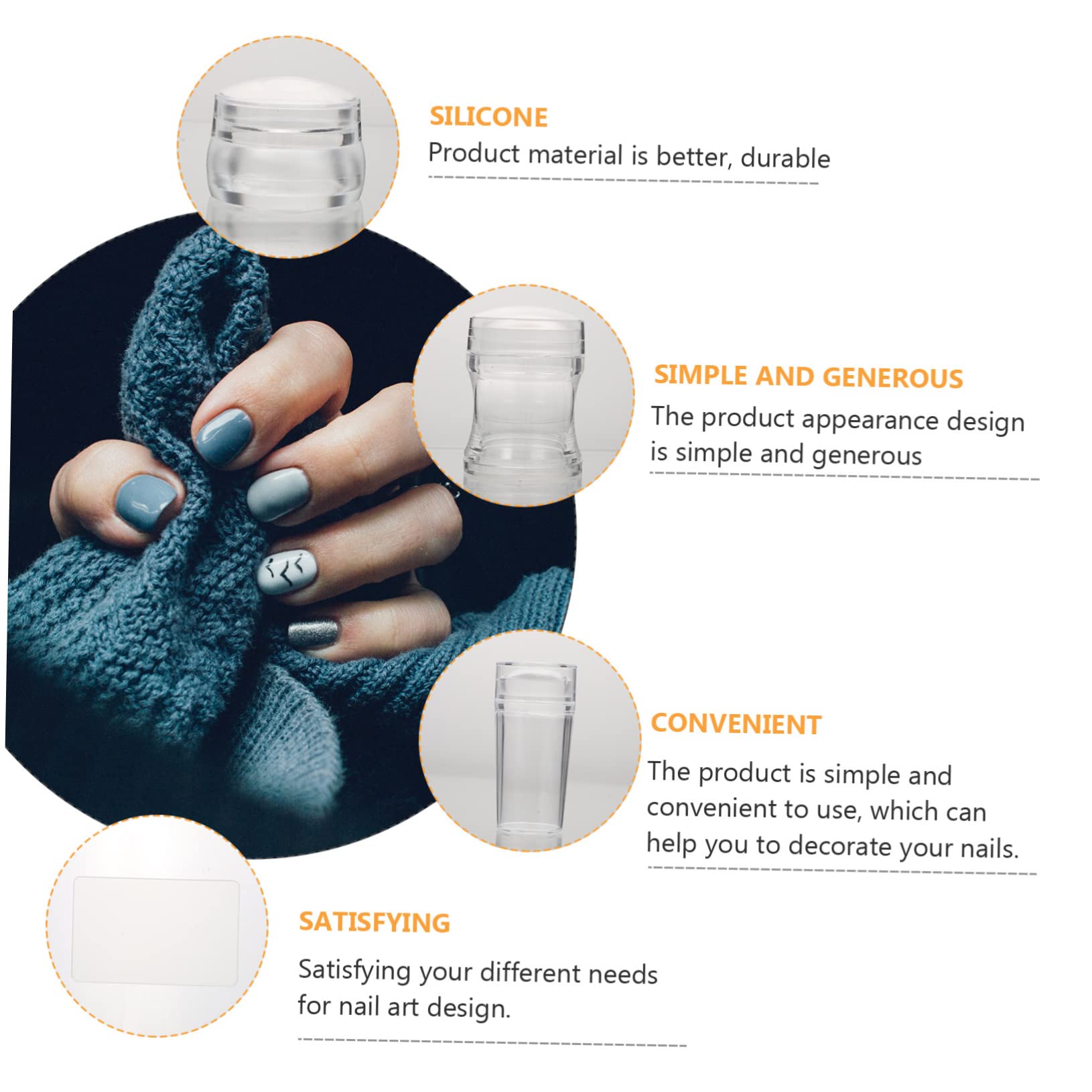 FRCOLOR 9sets Timbri Per Unghie Silicone Con Raschietti Per Manicure Per Versatile e Facile Usare