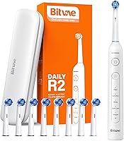 Vista 11 de Bitvae R1 Cepillo de dientes eléctrico giratorio con 8 cabezales de cepillo para adultos y niños, batería de 60 días, 5 modos de cepillo de dientes