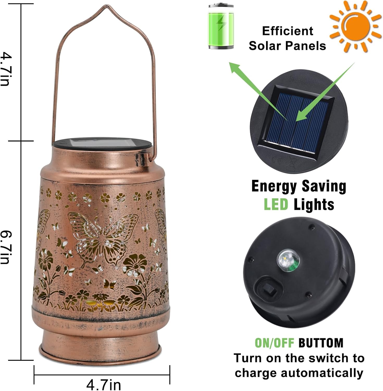 2Pack Solar Lights Solar Lanterns Outdoor Waterproof - Butterfly Garden Decor Birthday Gifts for Women Mom Grandma Butterflies Decoration Outside for Yard, Patio, Backyard, Porch