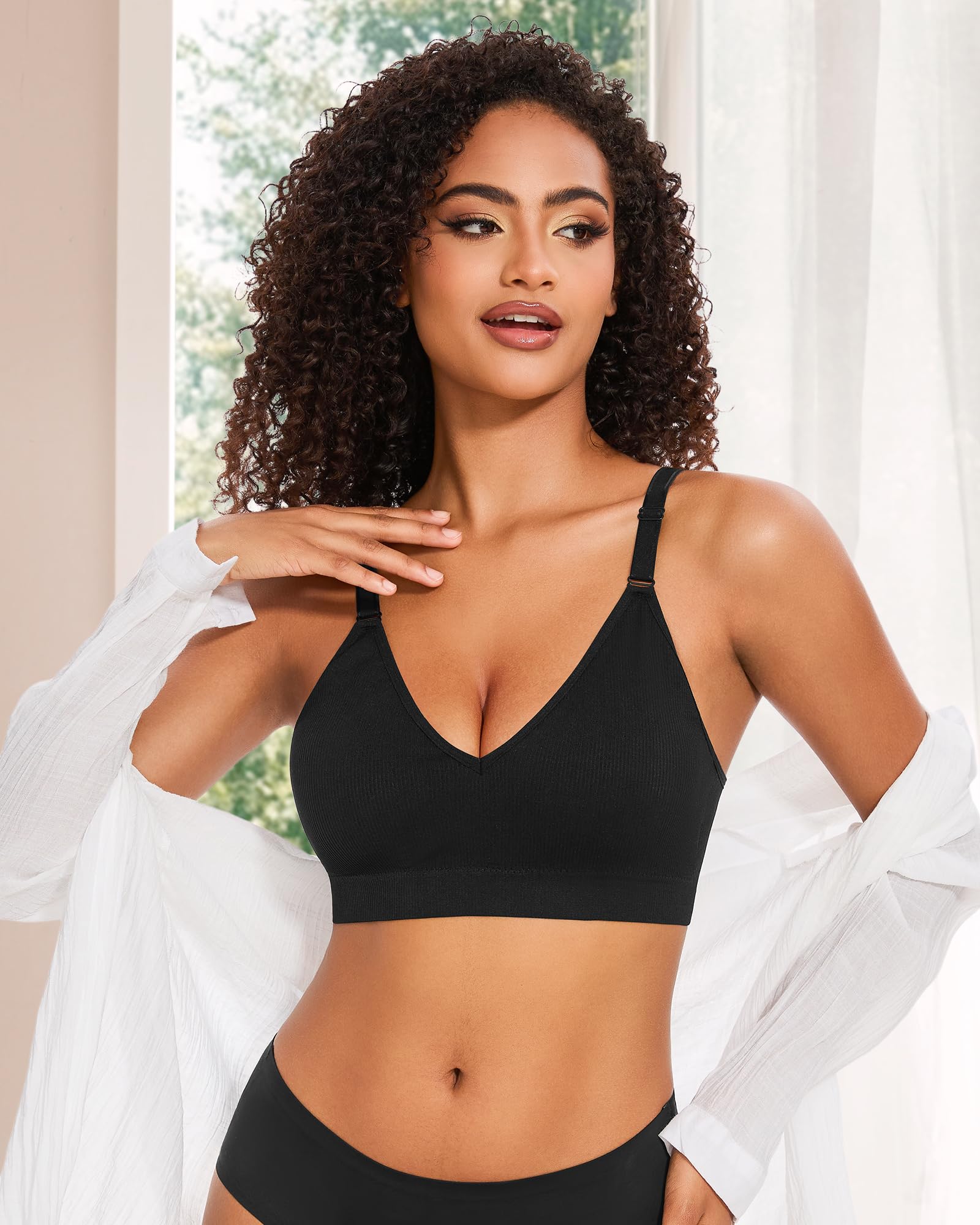 HBselect Sujetador sin Aros Mujer con Relleno Cómodo Minimizer Bralette Sujetador Push Up Mujer sin Costuras con Extra Extensor