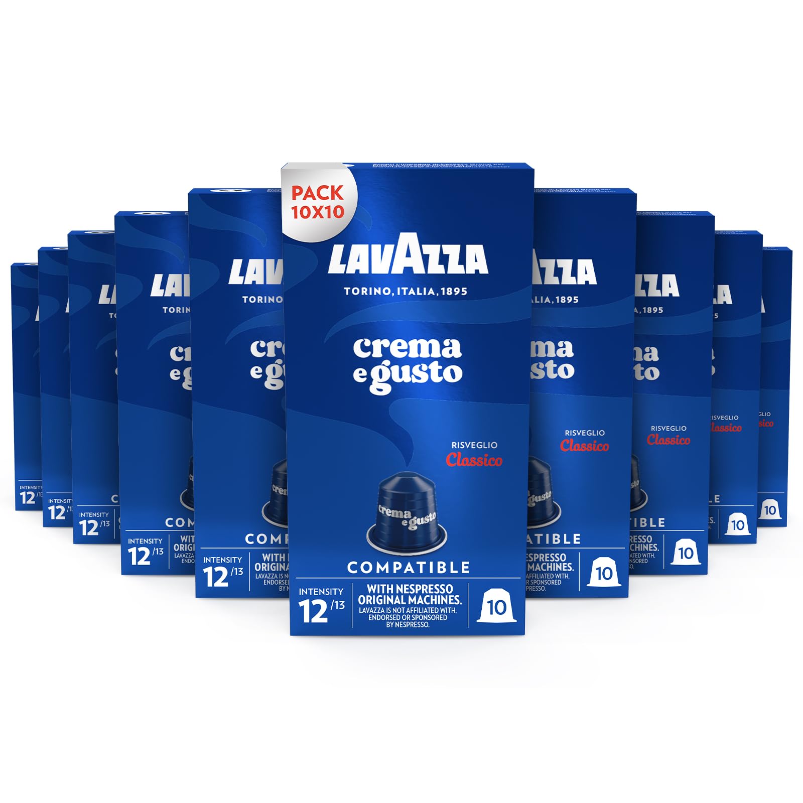 Lavazza, Crema e Gusto Classico, 100 Capsule Compatibili Nespresso
