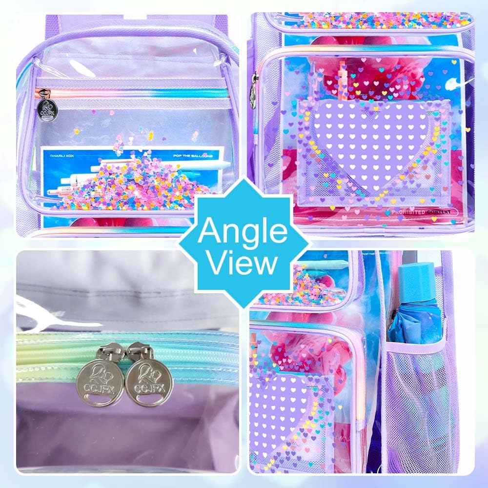 Clear Backpack, Heavy Duty Transparent Bookbag, See Through PVC Backpacks for Men Women - Image 5