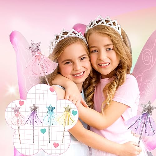 Miniatura 5 de Mezchi 12 varitas de princesa para niñas pequeñas, varita mágica de 12 pulgadas para niños, varita de hadas con purpurina, varitas de princesa para